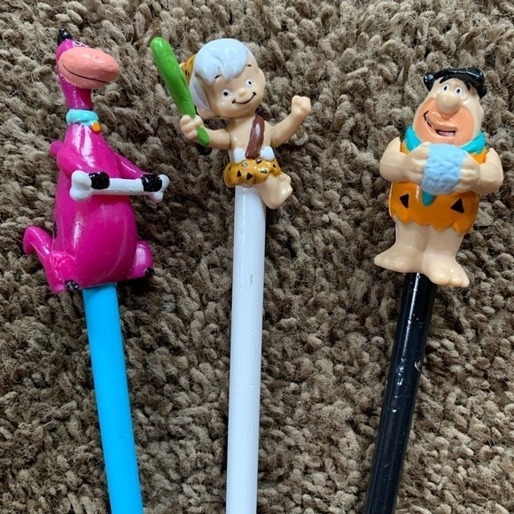 Vintage Set of 3 Flintstones Pencils (Fred, Bam Bam, Dino) - Picture 1 of 6
